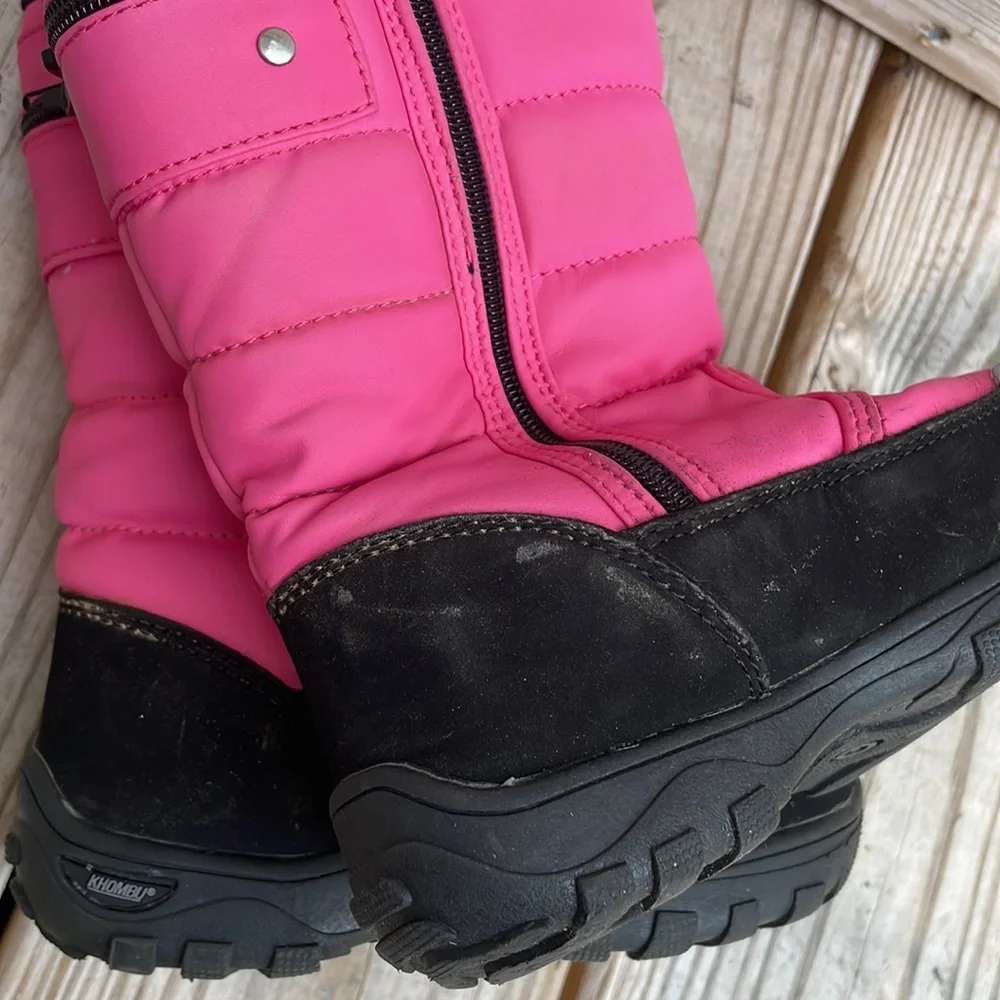 Khombu Girls Pink Waterproof Winter Snow Boots Insulated Youth Size 11M